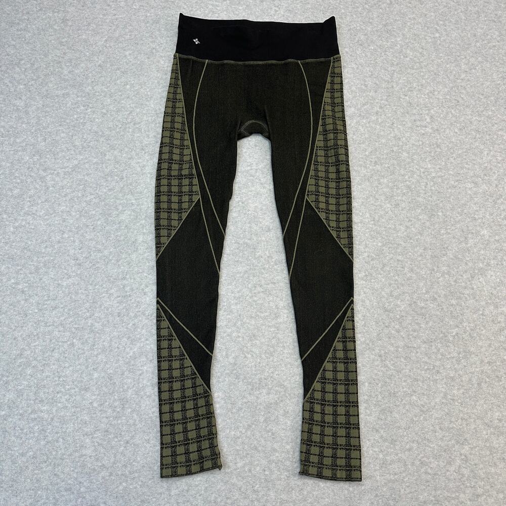 NUX Seamless Jaydon Leggings Womens S Moss Green Black Mid Rise Ankle Patterned